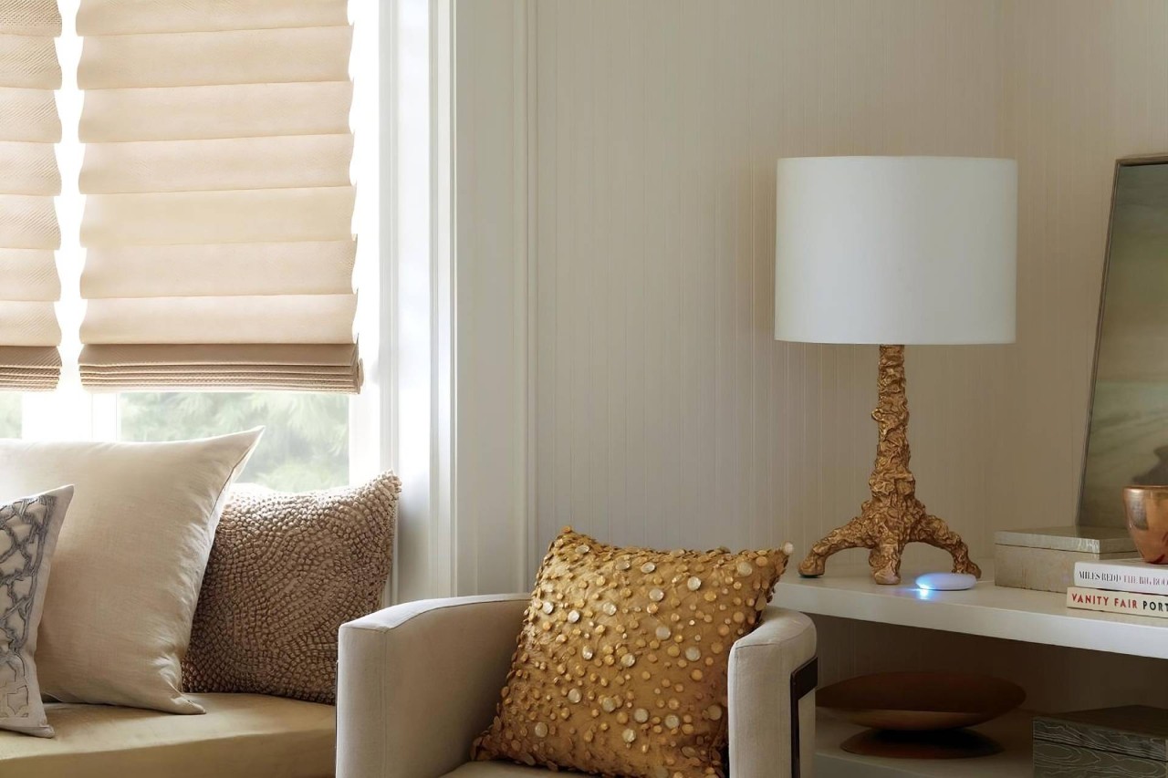 Hunter Douglas Vignette® Roman Shades accentuating a home’s interior design near Laredo, TX